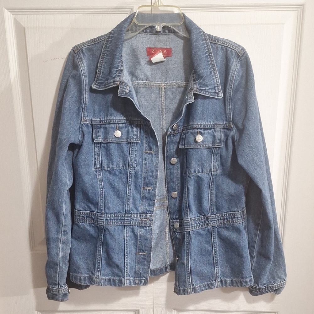 Vintage Zena Jeans Jean Jacket - Dark Blue - Large - Fitted